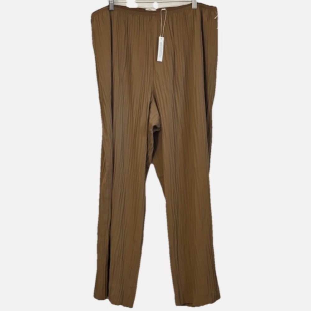Vince Wide Leg Pleated Pull On Pants in Brown